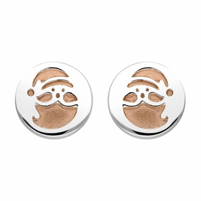 Rose Gold Plated Sterling Silver Santa Stencil Stud Earrings