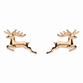 Rose Gold Sterling Silver Plated Reindeer Stud Earrings