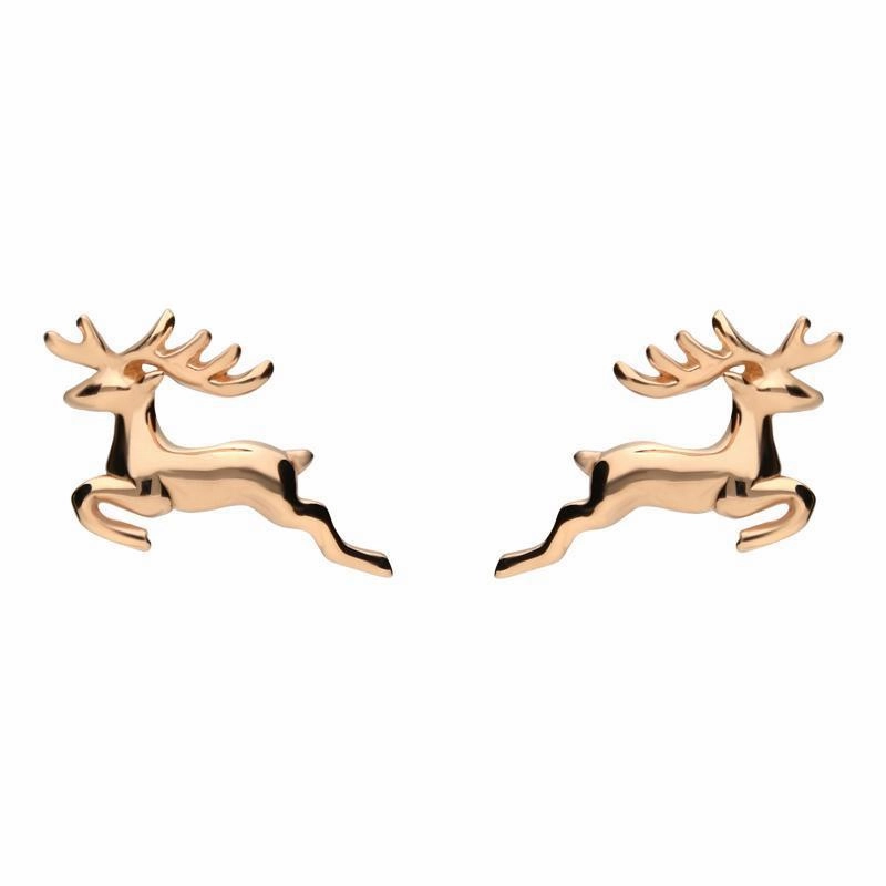 Rose Gold Sterling Silver Plated Reindeer Stud Earrings