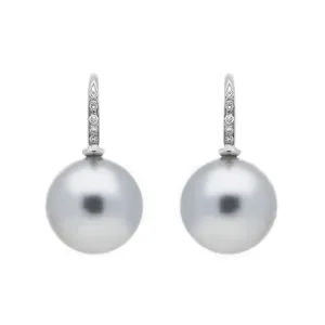 Schoeffel Happy Days 18ct White Gold Diamond Grey Pearl Drop Earrings