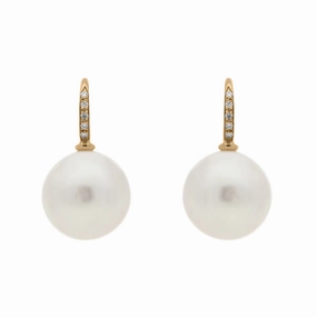 Schoeffel Happy Days 18ct Rose Gold Pearl Diamond Drop Earrings