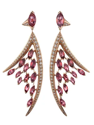 Shaun Leane Aerial 18ct Rose Gold 1.56ct Pink Tourmaline Diamond Large Earrings