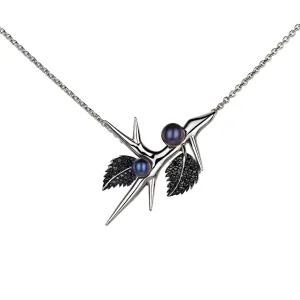 Shaun Leane Blackthorn Sterling Silver Black Spinel Pearl Branch Pendant