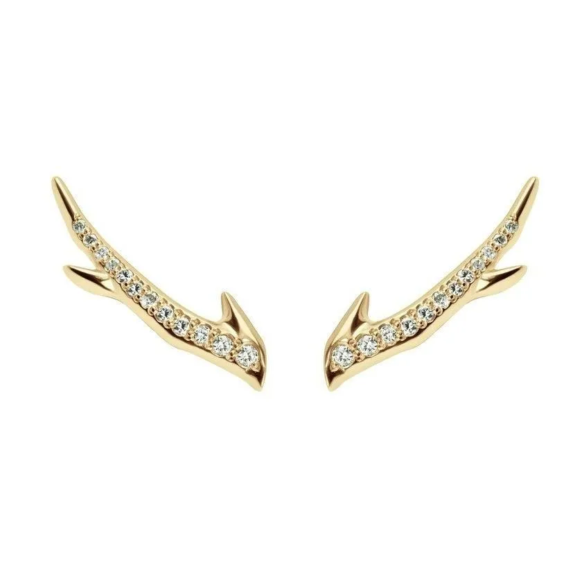 Shaun Leane Cherry Blossom Yellow Gold Vermeil 0.14ct Diamond Branch Earrings