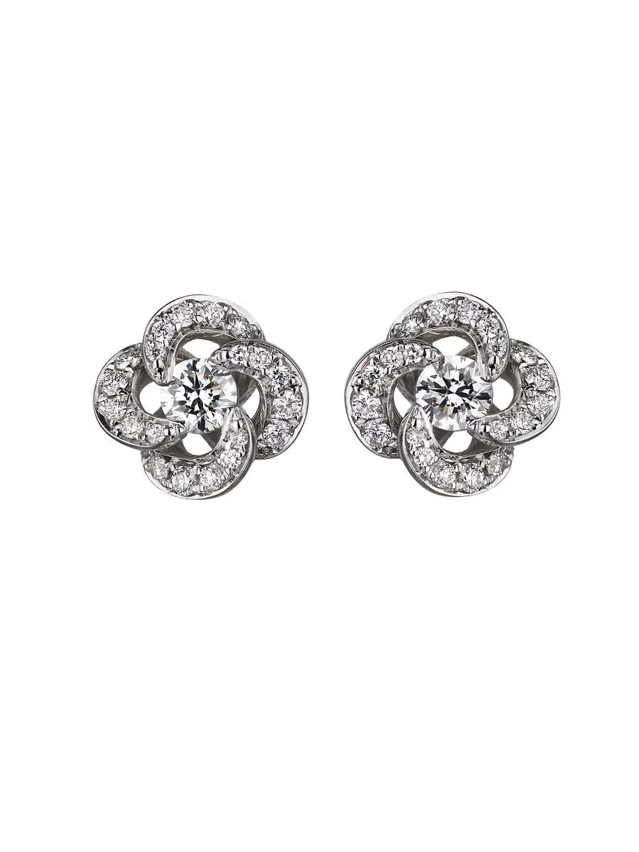 Shaun Leane Entwined 18ct White Gold Diamond Pave Petal Flower Stud Earrings