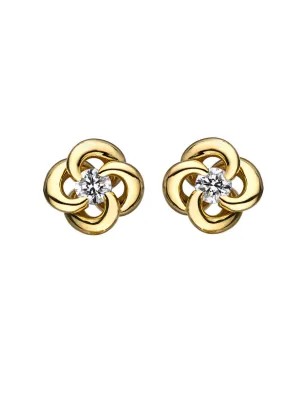 Shaun Leane Entwined 18ct Yellow Gold Diamond Petal Flower Stud Earrings