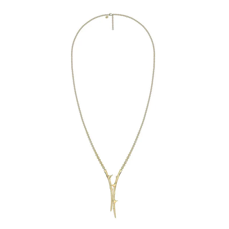 Shaun Leane Rose Thorn 18ct Yellow Gold Plated Sterling Silver Drop Lariat Necklace