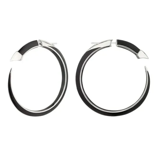 Shaun Leane Sabre Solis Sterling Silver Jet Ceramic Large Hoop Earrings