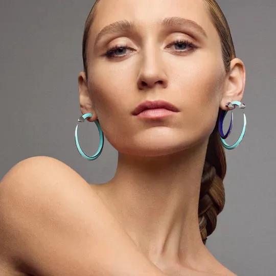 Shaun Leane Sabre Solis Sterling Silver Lagoon Ceramic Large Hoop Earrings