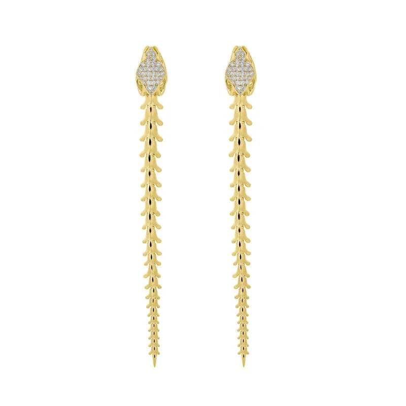 Shaun Leane Serpent Trace 18ct Yellow Gold Plated Sterling Silver Diamond Drop Earrings