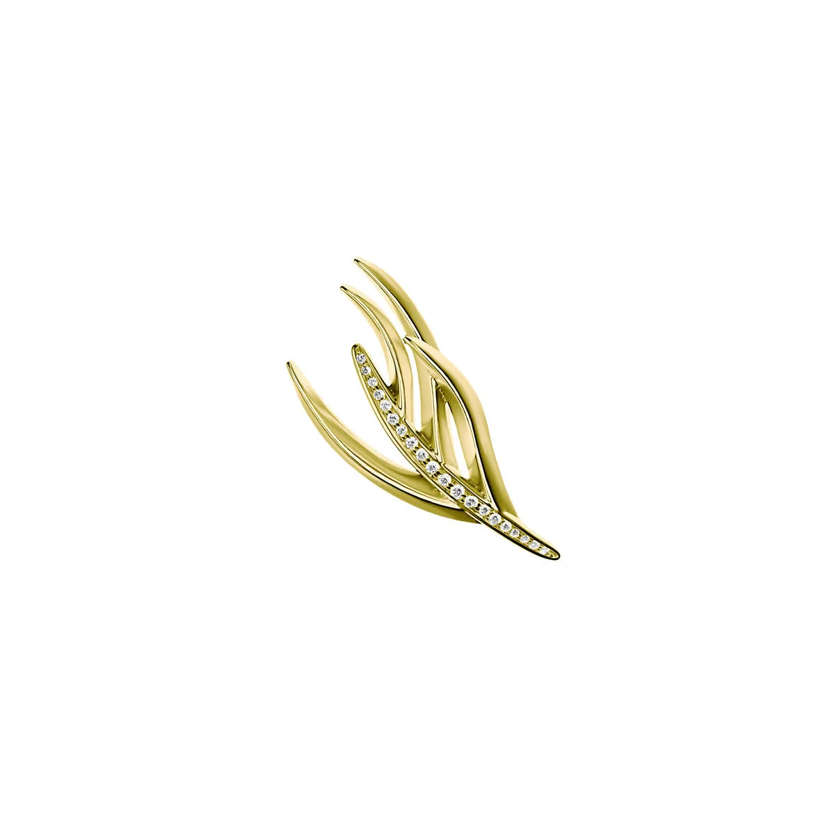 Shaun Leane Single Yellow Gold Vermeil 0.08ct Diamond Feather Stud Earring