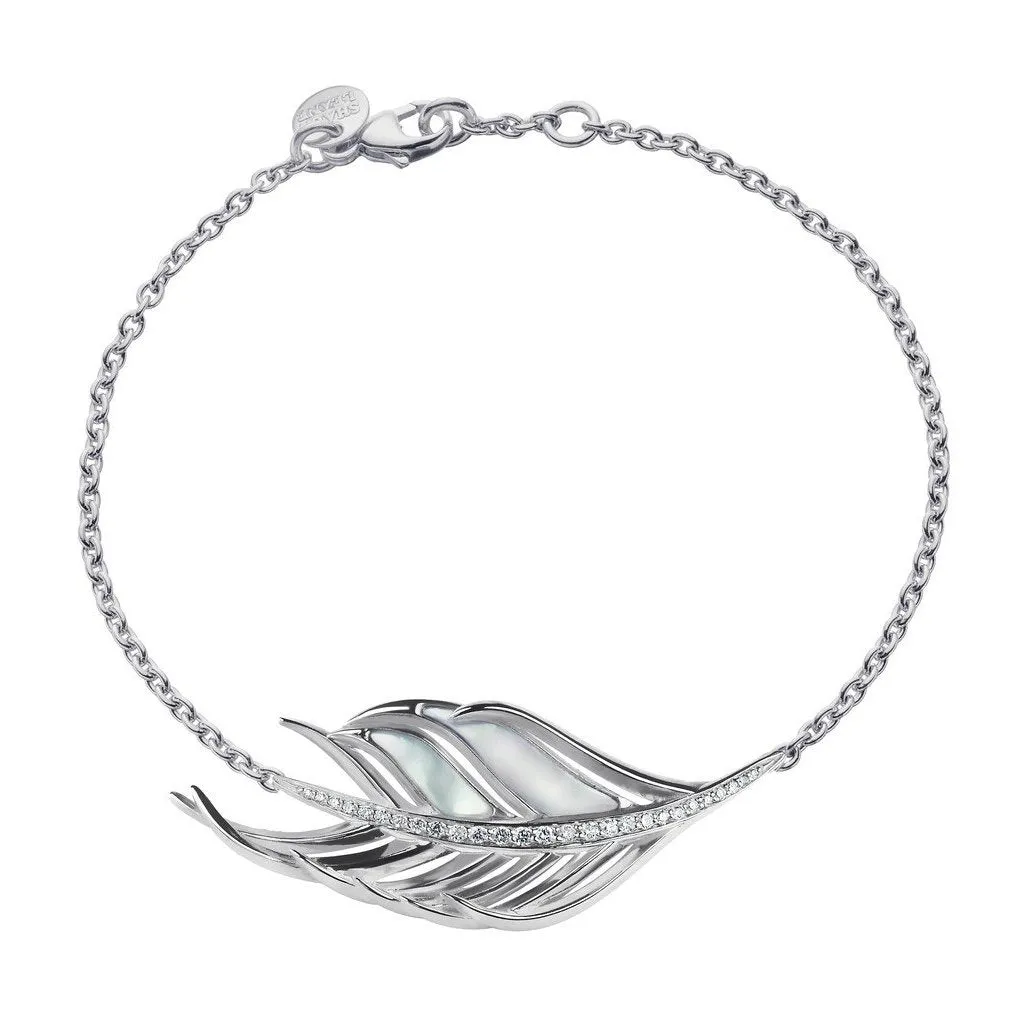 Shaun Leane White Feather Sterling Silver Diamond Mother of Pearl Bracelet
