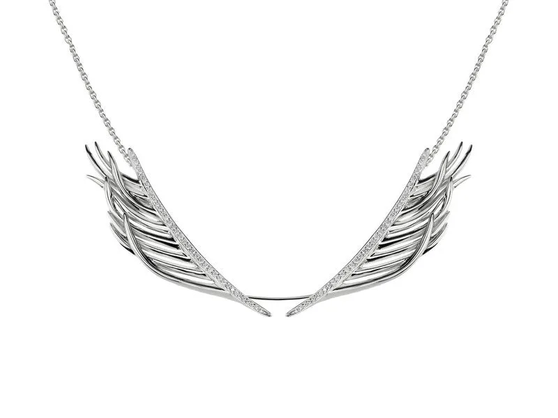 Shaun Leane White Feather Sterling Silver Diamond Necklace
