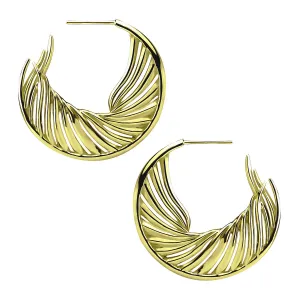 Shaun Leane White Feather Yellow Gold Vermeil Hoop Earrings