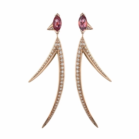 Shaun Leane Aerial 18ct Rose Gold 1.39ct Diamond & Tourmaline Earrings