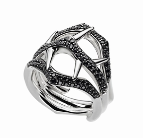Shaun Leane Blackthorn Sterling Silver Black Spinnel Triple Ring