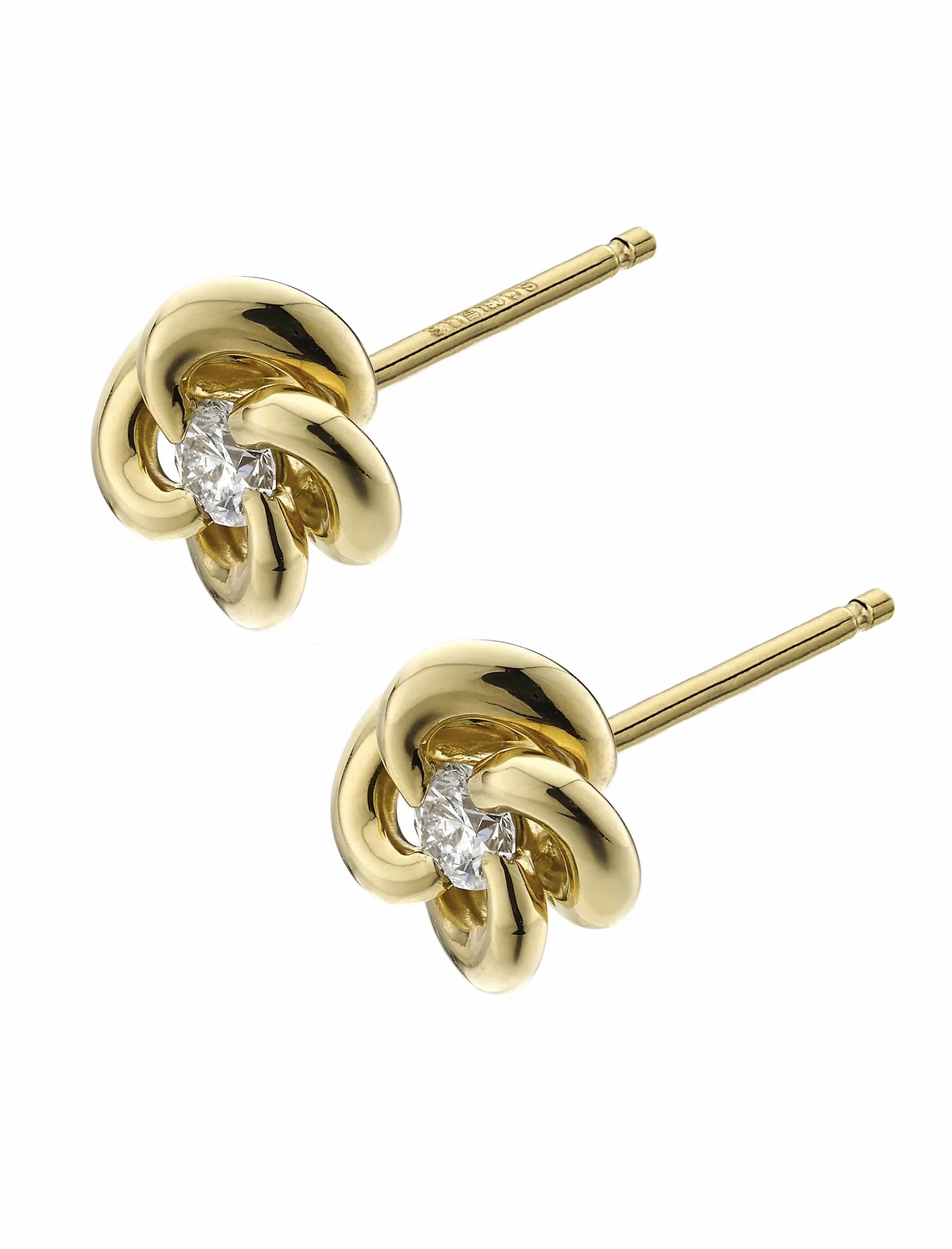 Shaun Leane Entwined 18ct Yellow Gold Diamond Petal Flower Stud Earrings