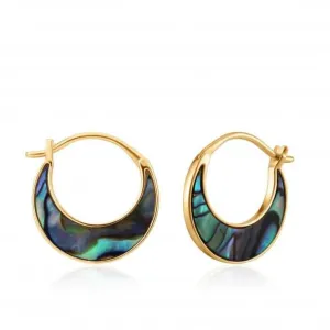 Shiny Gold Tidal Abalone Crescent Earrings E027-07G