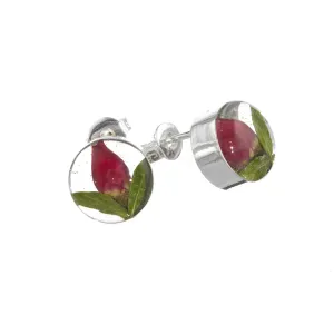 Shrieking Violet Earrings Rosebud Round Silver