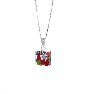 Shrieking Violet Necklace Mixed Flower Med Square Silver