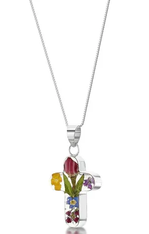Shrieking Violet Necklace Mixed Rose Cross Silver
