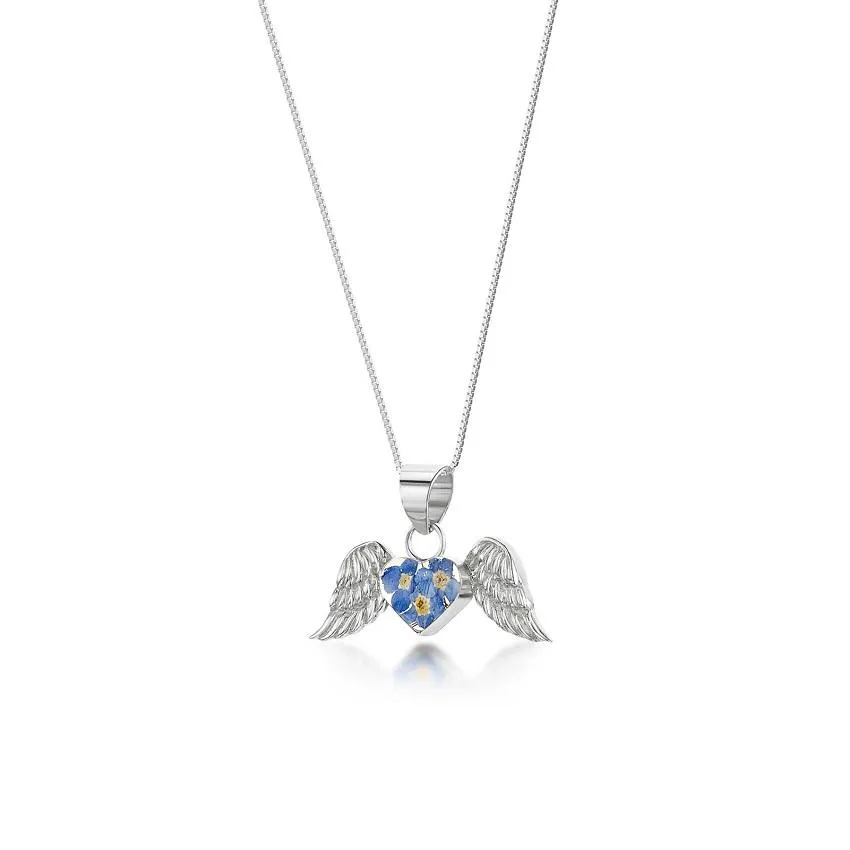 Shrieking Violet Sterling Silver Forget Me Not Angel Wings Necklace