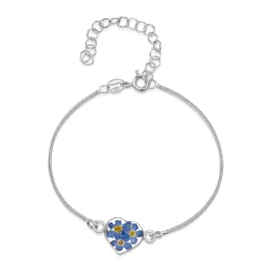 Shrieking Violet Sterling Silver Forget Me Not Heart Charm Bracelet