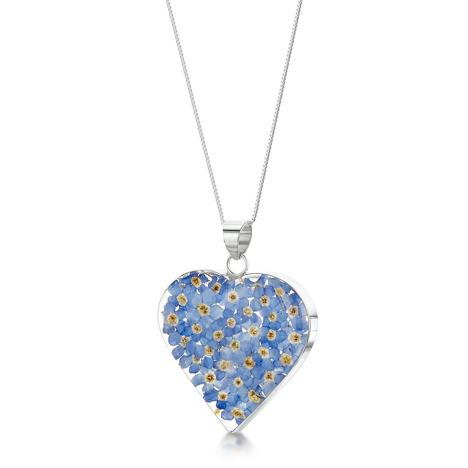 Shrieking Violet Sterling Silver Forget Me Not Large Heart Necklace