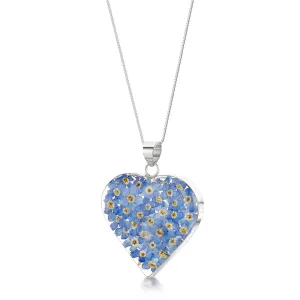 Shrieking Violet Sterling Silver Forget Me Not Large Heart Necklace