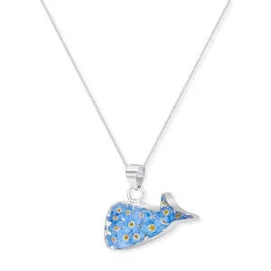 Shrieking Violet Sterling Silver Forget Me Not Whale Necklace
