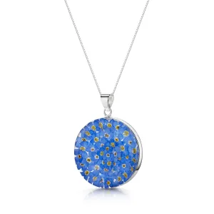 Shrieking Violet Sterling Silver Large Round Forget Me Not Necklace