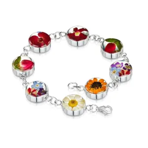 Shrieking Violet Sterling Silver Mixed Flower Round Bracelet