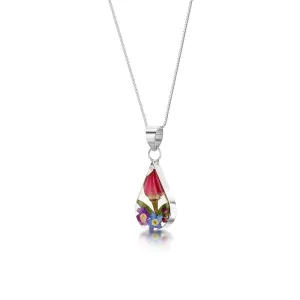 Shrieking Violet Sterling Silver Mixed Flowers Teardrop Necklace