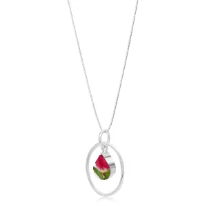 Shrieking Violet Sterling Silver Oval Hoop Rose Teardrop Necklace