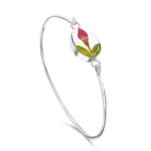 Shrieking Violet Sterling Silver Oval Rose Bud Bangle D