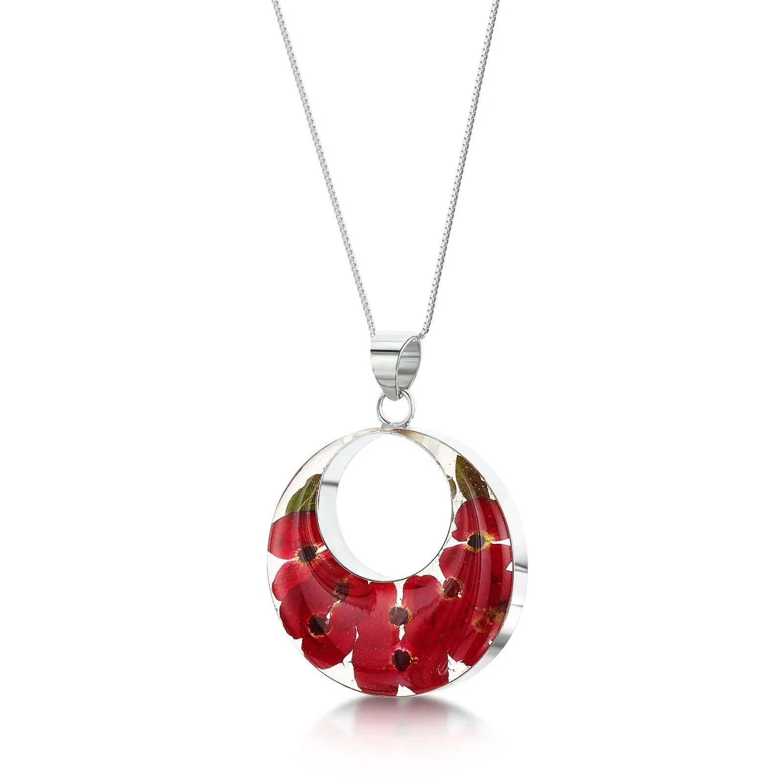 Shrieking Violet Sterling Silver Poppy Double Round Necklace