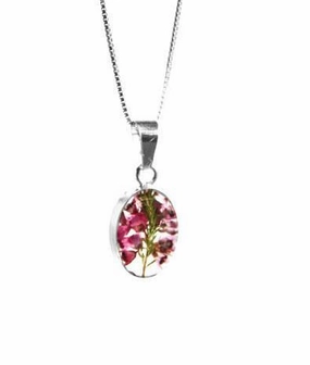 Shrieking Violet Pendant Heather Flower Oval Silver