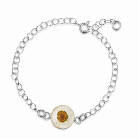Shrieking Violet Sterling Silver Daisy Round Chain Bracelet