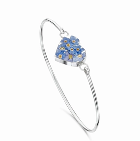Shrieking Violet Sterling Silver Forget Me Not Heart Bangle