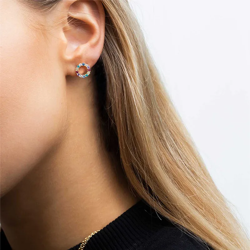 Sif Jakobs Biella 18ct Gold Plated Sterling Silver Multicolour Zirconia Piccolo Stud Earrings