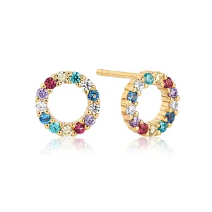 Sif Jakobs Biella 18ct Gold Plated Sterling Silver Multicolour Zirconia Piccolo Stud Earrings