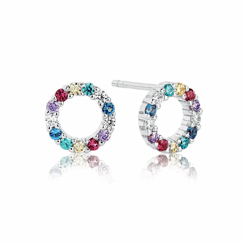 Sif Jakobs Biella Sterling Silver Multicolour Zirconia Piccolo Stud Earrings