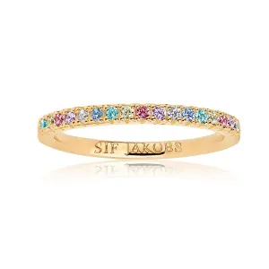 Sif Jakobs Ellera 18ct Gold Plated Sterling Silver Multicolour Zirconia Band Ring