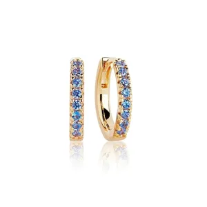Sif Jakobs Ellera Medio 18ct Gold Plated Sterling Silver Blue Zirconia Hoop Earrings D