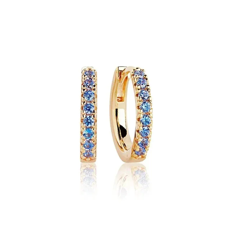 Sif Jakobs Ellera Medio 18ct Gold Plated Sterling Silver Blue Zirconia Hoop Earrings D