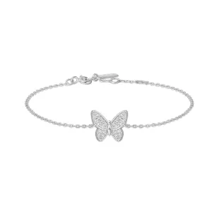 Silver Butterfly Pav Bracelet B064-02H