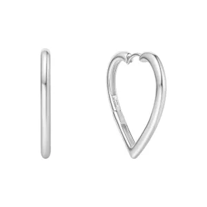 Silver Large Heart Hoop Earrings E064-07H