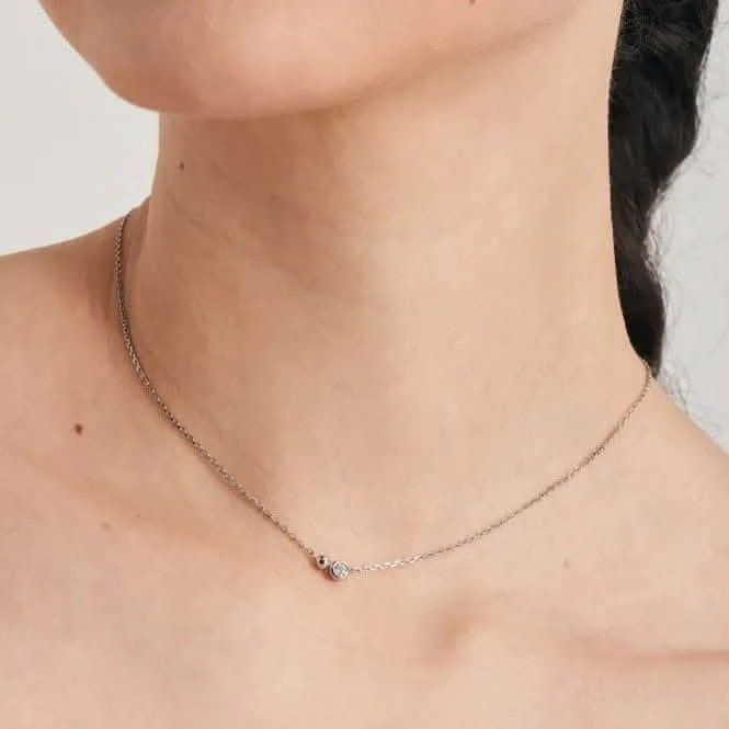 Silver Orb Sparkle Pendant Necklace  N045-02H-CZ