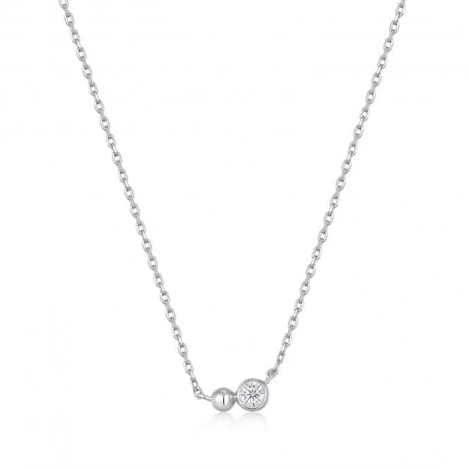 Silver Orb Sparkle Pendant Necklace  N045-02H-CZ