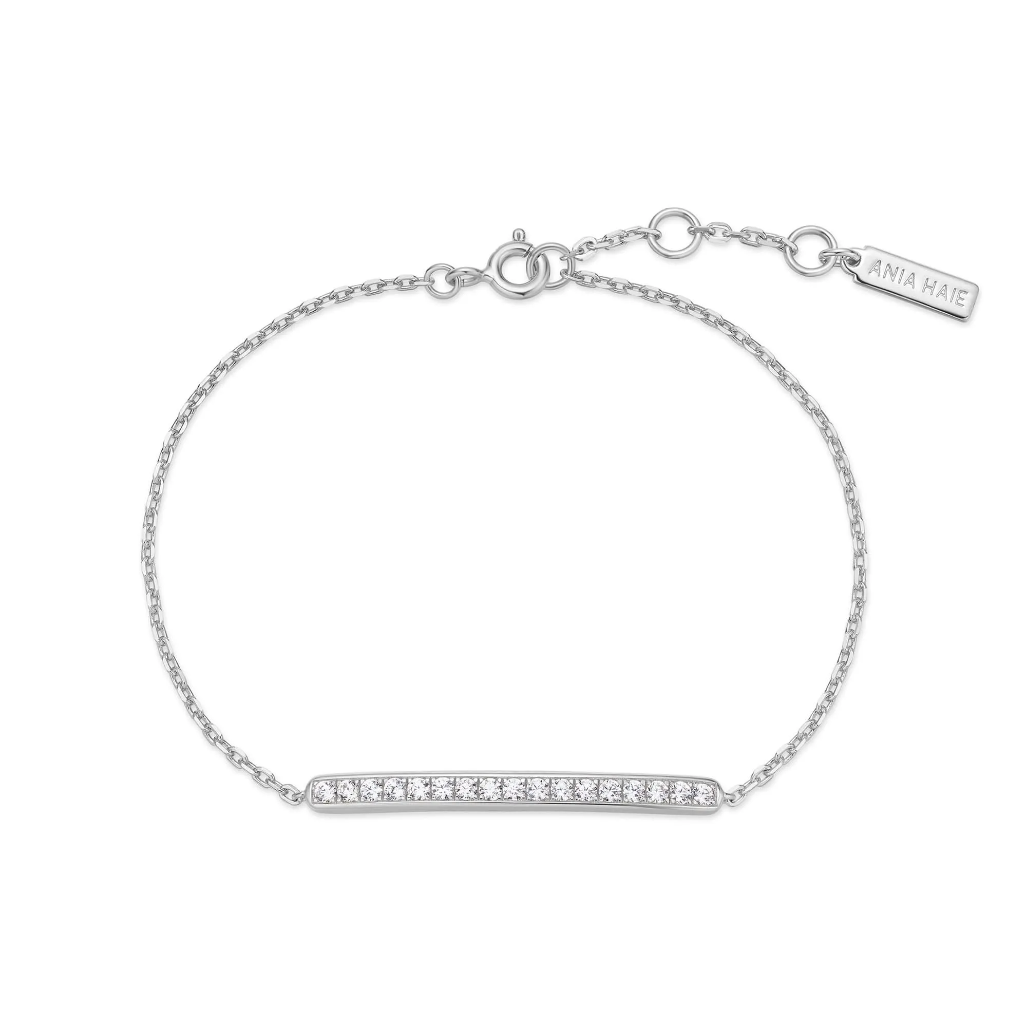 Silver Pav Bar Bracelet B062-02H